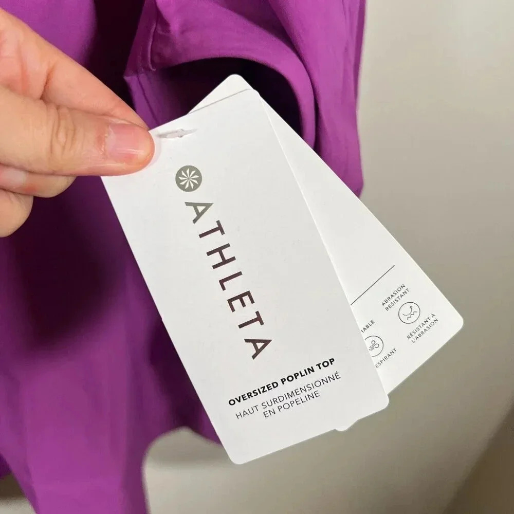 Athleta Oversized Poplin Top Button Up Size 3X Jazzy Purple Work Travel Office - Picture 4 of 13